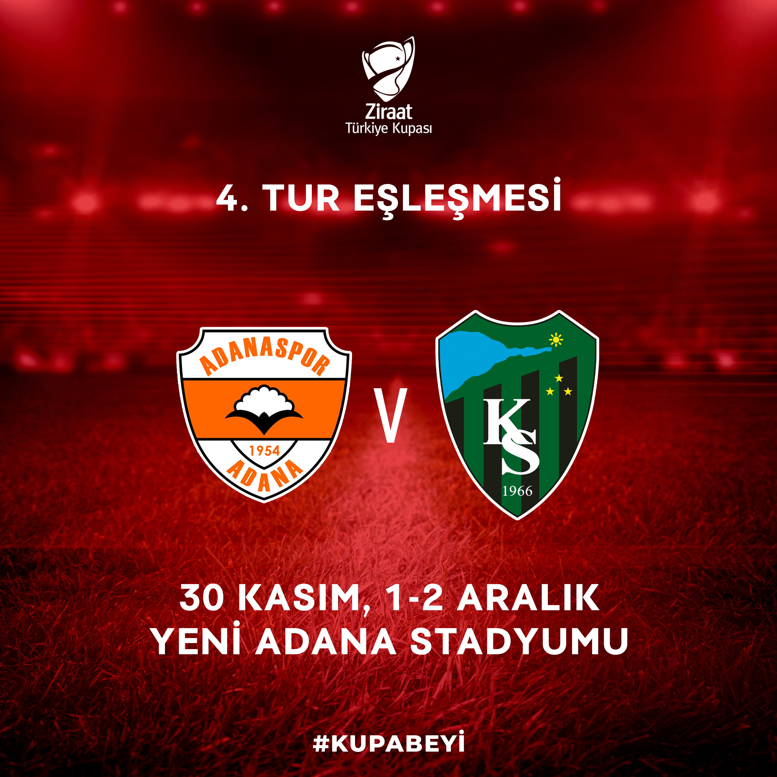 Ziraat Türkiye Kupası 4. Eleme Turu’nda Rakibimiz Adanaspor A.Ş