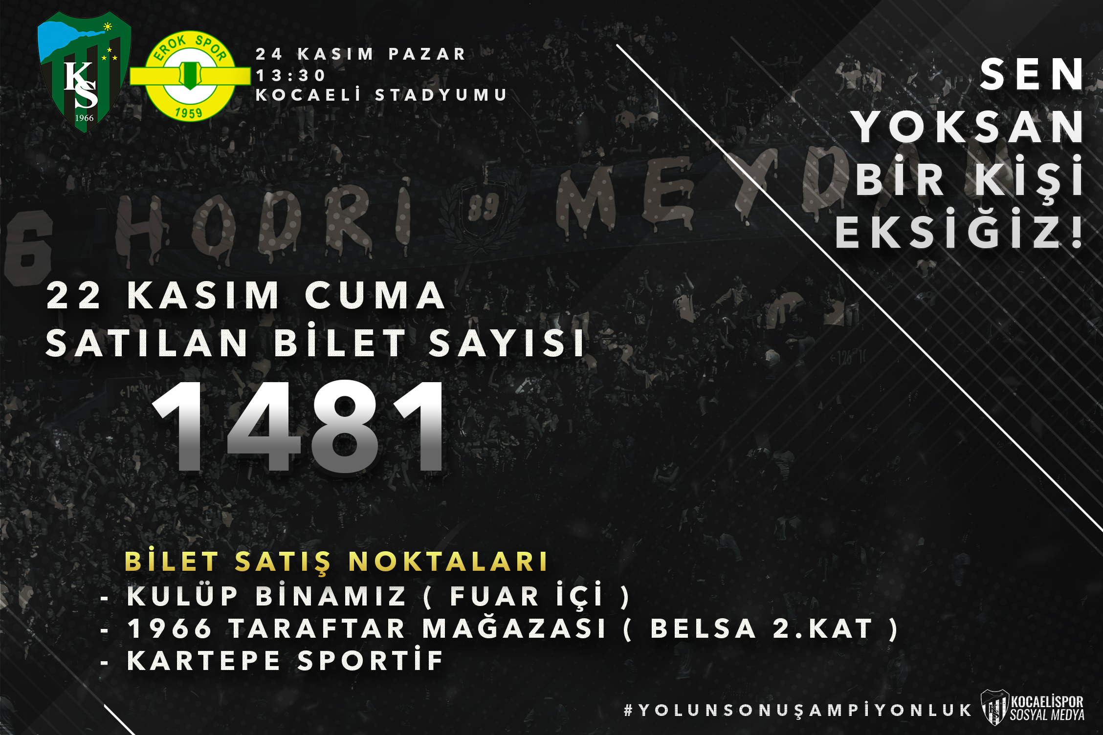 22 Kasım Cuma Satılan Bilet Sayısı