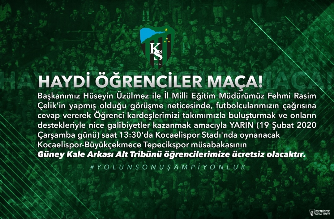 Haydi öğrenciler maça!